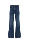 Frame The Lax Denim Flared Five Pocket Trousers In Blue