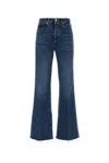 Frame The Lax Denim Flared Five Pocket Trousers In Blue