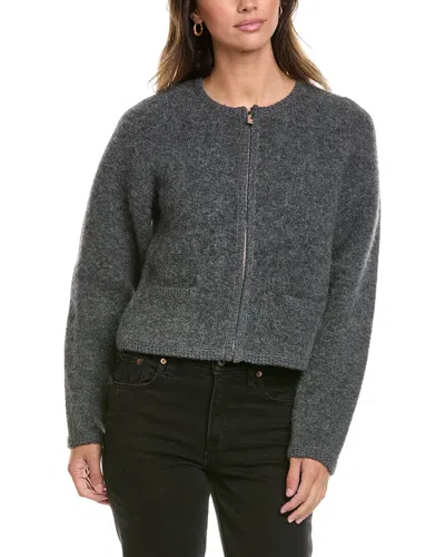 Frame Denim The Lofty Crochet Wool & Alpaca-blend Cardigan In Gray