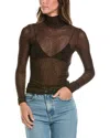 Frame Denim The Mesh Turtleneck Top In Brown