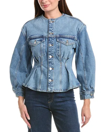 Frame Denim The Nipped Collarless Jacket In Blue
