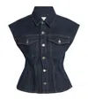Frame Womens Rinse Nipped Pointed-collar Denim Vest In Black