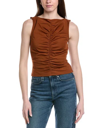 Frame Denim The Ruched Sleeveless Top In Red