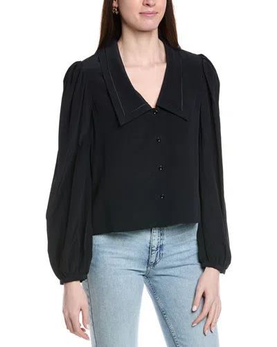 Frame Denim The Sailor Silk Blouse In Black