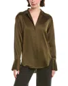 Frame Denim The Standard Silk-blend Shirt In Green