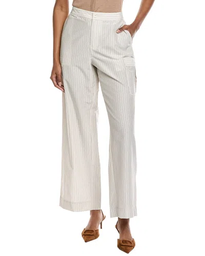 Frame Denim The Stripe Silk-blend Utility Pant In White