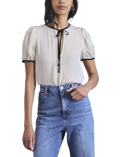 Frame Denim The Tie Silk Blouse In Gray
