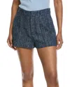 Frame Womens Indigo Tweed Regular-fit Mid-rise Cotton Shorts In Blue