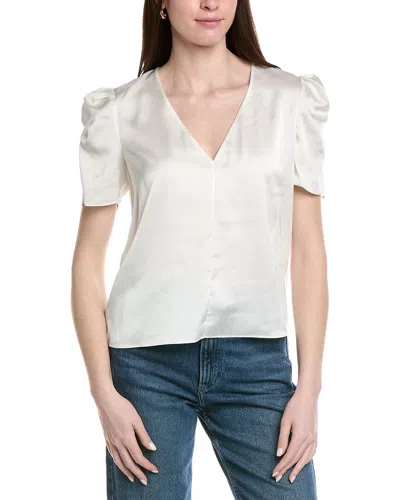 Frame Denim The V-neck Puff Sleeve Blouse In White