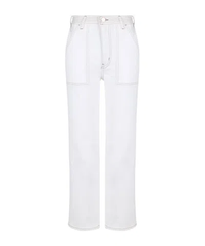 Frame Denim Trousers With Contrast Stitching In White
