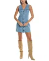 Frame The Studded A-line Denim Minidress In Blue