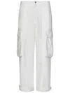 Frame Wide Leg Cargo Denim Pants In White