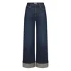 Frame The Cuffed Wide High-rise Wide-leg Jeans In Blue