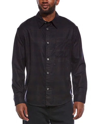 Frame Denim Wool Plaid Shirt In Black