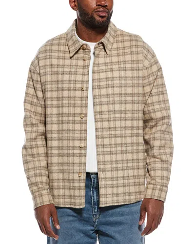Frame Denim Wool-blend Plaid Overshirt In Brown