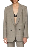 Frame Di Windowpane Peak Lapel Boxy Blazer In Noir Multi
