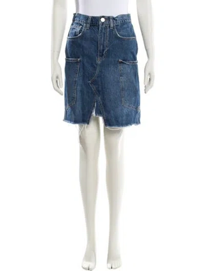 Pre-owned Frame Distressed Accents Knee-length Skirt In Blue
