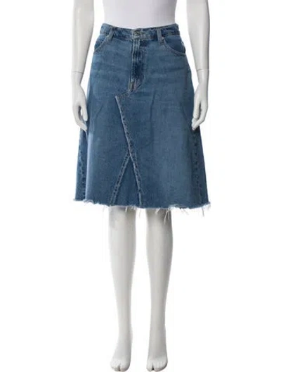 Pre-owned Frame Distressed Accents Knee-length Skirt In Blue