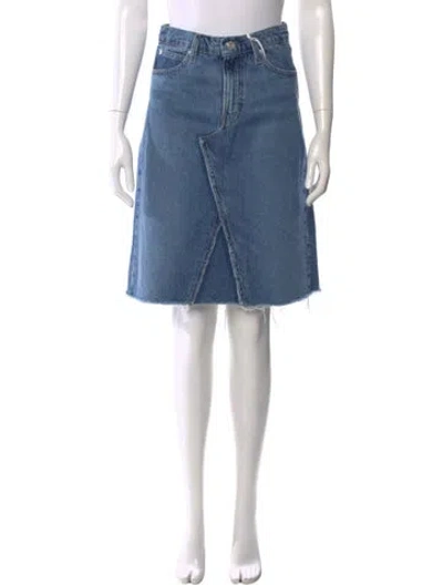 Pre-owned Frame Distressed Accents Knee-length Skirt W/ Tags In Blue