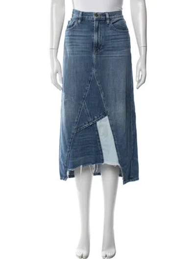 Pre-owned Frame Distressed Accents Long Skirt In Blue