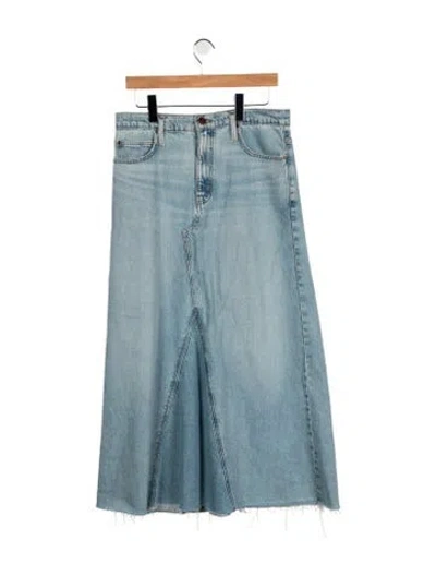 Pre-owned Frame Distressed Accents Long Skirt In Blue