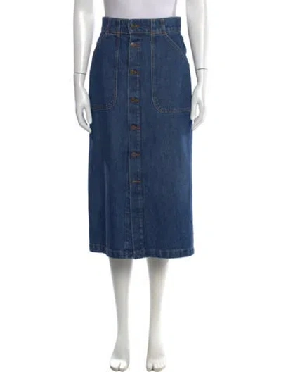 Pre-owned Frame Distressed Accents Midi Length Skirt In Blue