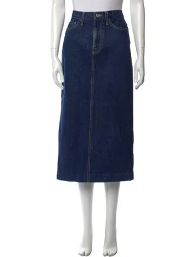 Pre-owned Frame Distressed Accents Midi Length Skirt In Blue