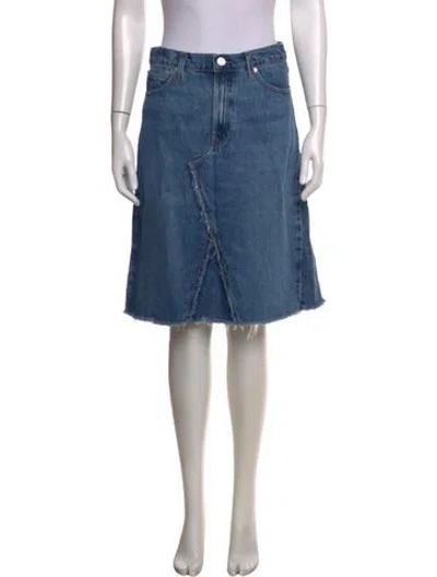 Pre-owned Frame Distressed Accents Midi Length Skirt In Blue