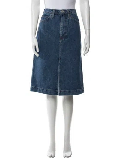 Pre-owned Frame Distressed Accents Midi Length Skirt In Blue
