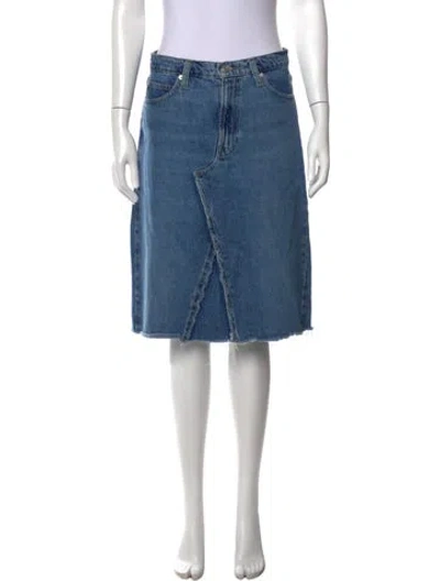 Pre-owned Frame Distressed Accents Midi Length Skirt In Blue