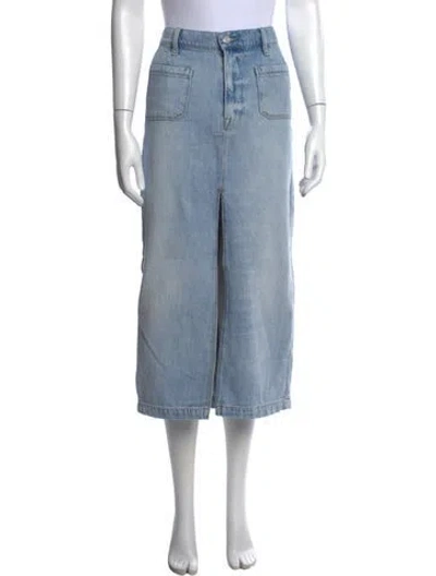 Pre-owned Frame Distressed Accents Midi Length Skirt In Blue