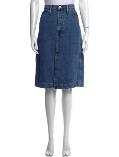 Pre-owned Frame Distressed Accents Midi Length Skirt In Blue