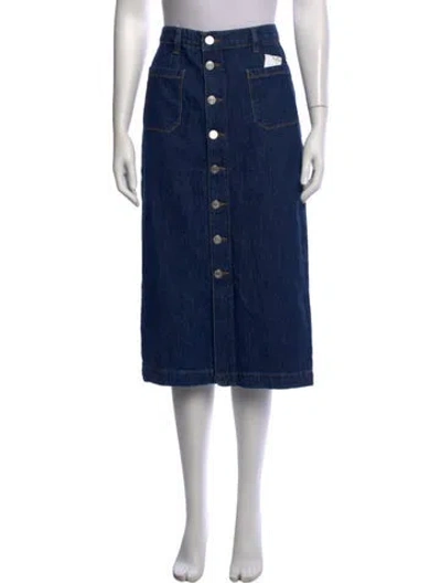 Pre-owned Frame Distressed Accents Midi Length Skirt In Blue