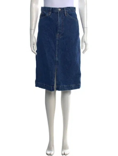 Pre-owned Frame Distressed Accents Midi Length Skirt In Blue
