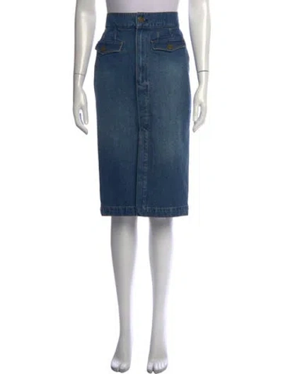 Pre-owned Frame Distressed Accents Midi Length Skirt In Blue