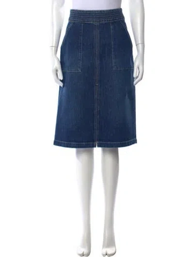 Pre-owned Frame Distressed Accents Midi Length Skirt In Blue