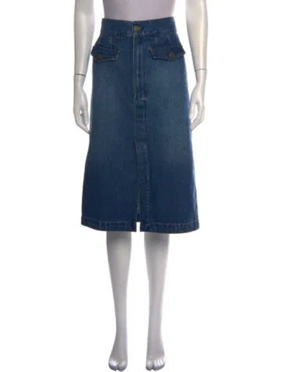 Pre-owned Frame Distressed Accents Midi Length Skirt In Blue