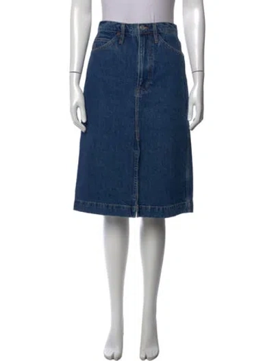 Pre-owned Frame Distressed Accents Midi Length Skirt In Blue