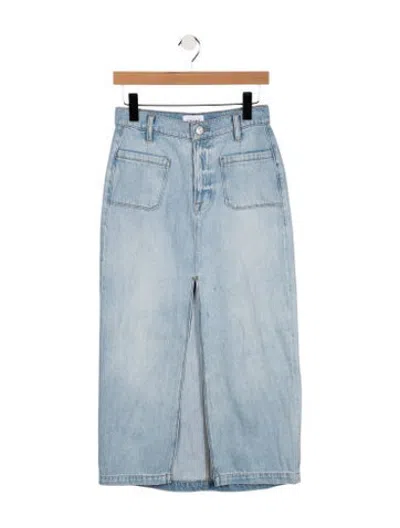 Pre-owned Frame Distressed Accents Midi Length Skirt In Blue