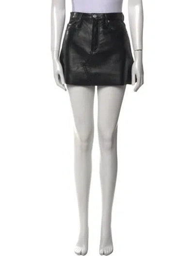 Pre-owned Frame Distressed Accents Mini Skirt In Black