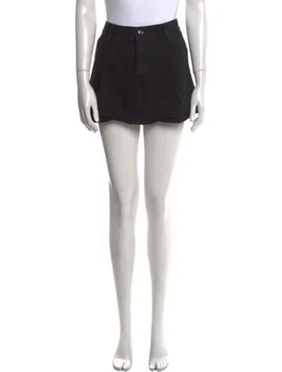 Pre-owned Frame Distressed Accents Mini Skirt In Black