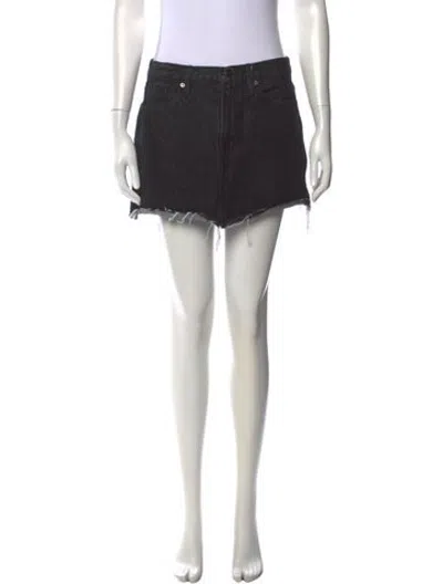 Pre-owned Frame Distressed Accents Mini Skirt In Black