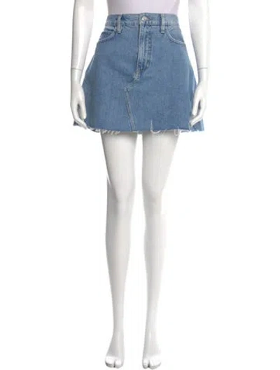 Pre-owned Frame Distressed Accents Mini Skirt In Blue