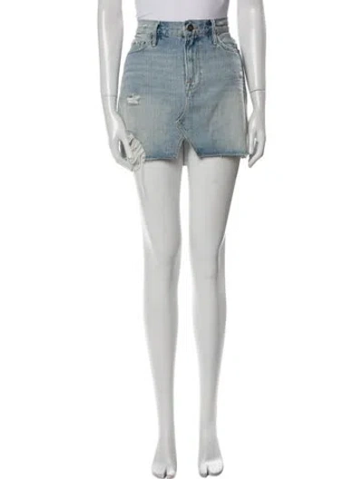 Pre-owned Frame Distressed Accents Mini Skirt In Blue