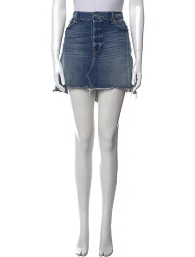 Pre-owned Frame Distressed Accents Mini Skirt In Blue
