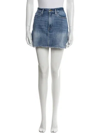 Pre-owned Frame Distressed Accents Mini Skirt In Blue