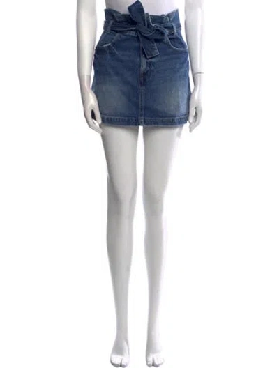 Pre-owned Frame Distressed Accents Mini Skirt In Blue