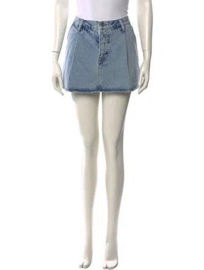 Pre-owned Frame Distressed Accents Mini Skirt In Blue