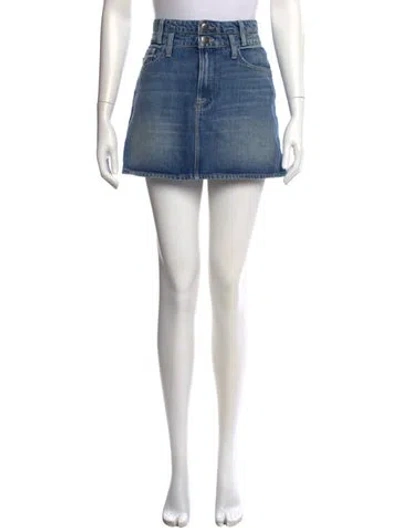 Pre-owned Frame Distressed Accents Mini Skirt In Blue