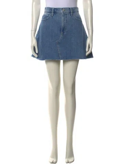 Pre-owned Frame Distressed Accents Mini Skirt In Blue